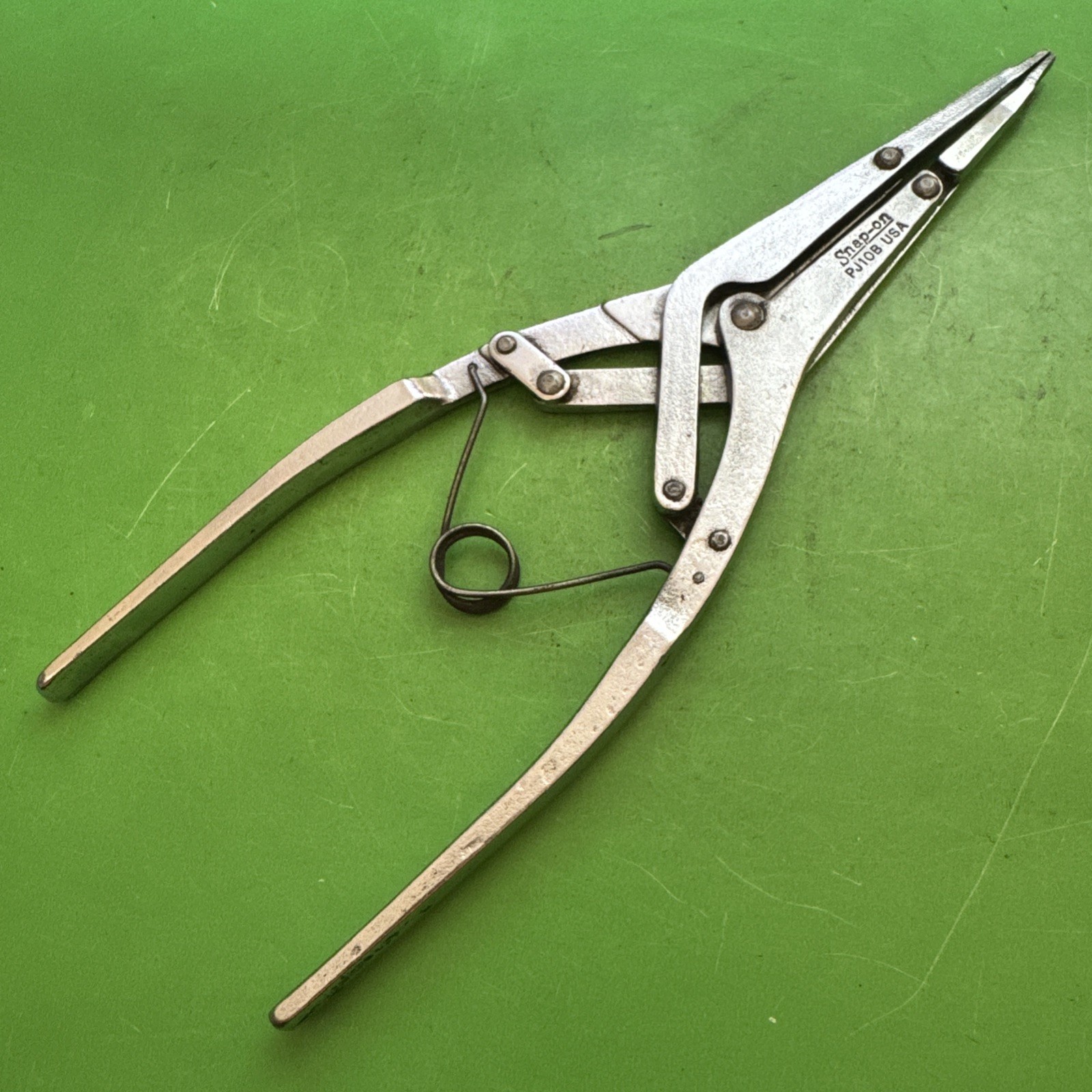 Snap-On USA 10″ Long Spring Loaded Straight Tip Retaining Ring Pliers MPN PJ10B