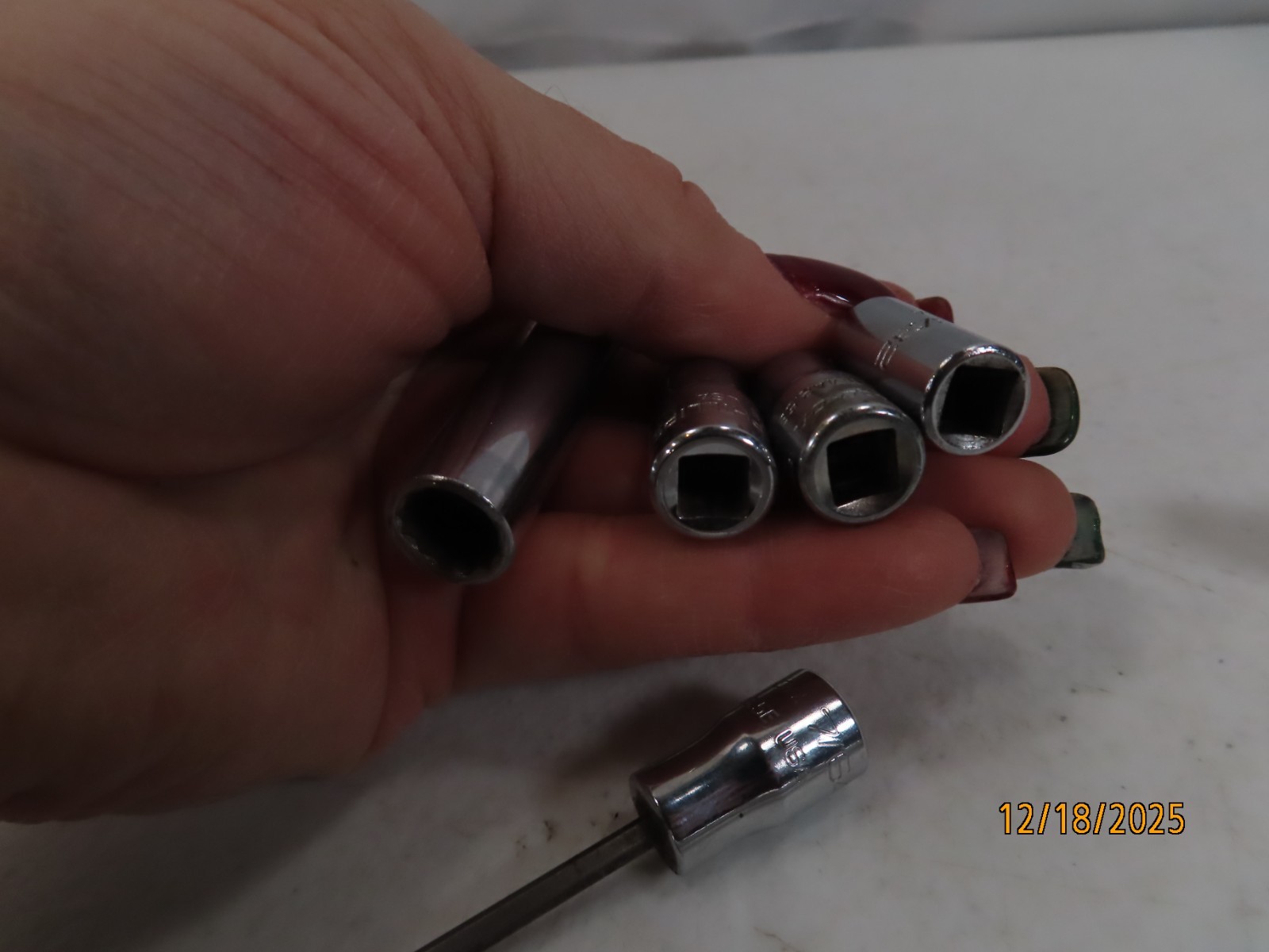 Estate Lot (11) SNAP ON TOOLS 1/4″drive Ratchet GM70M + asst Sockets CLEAN *133*