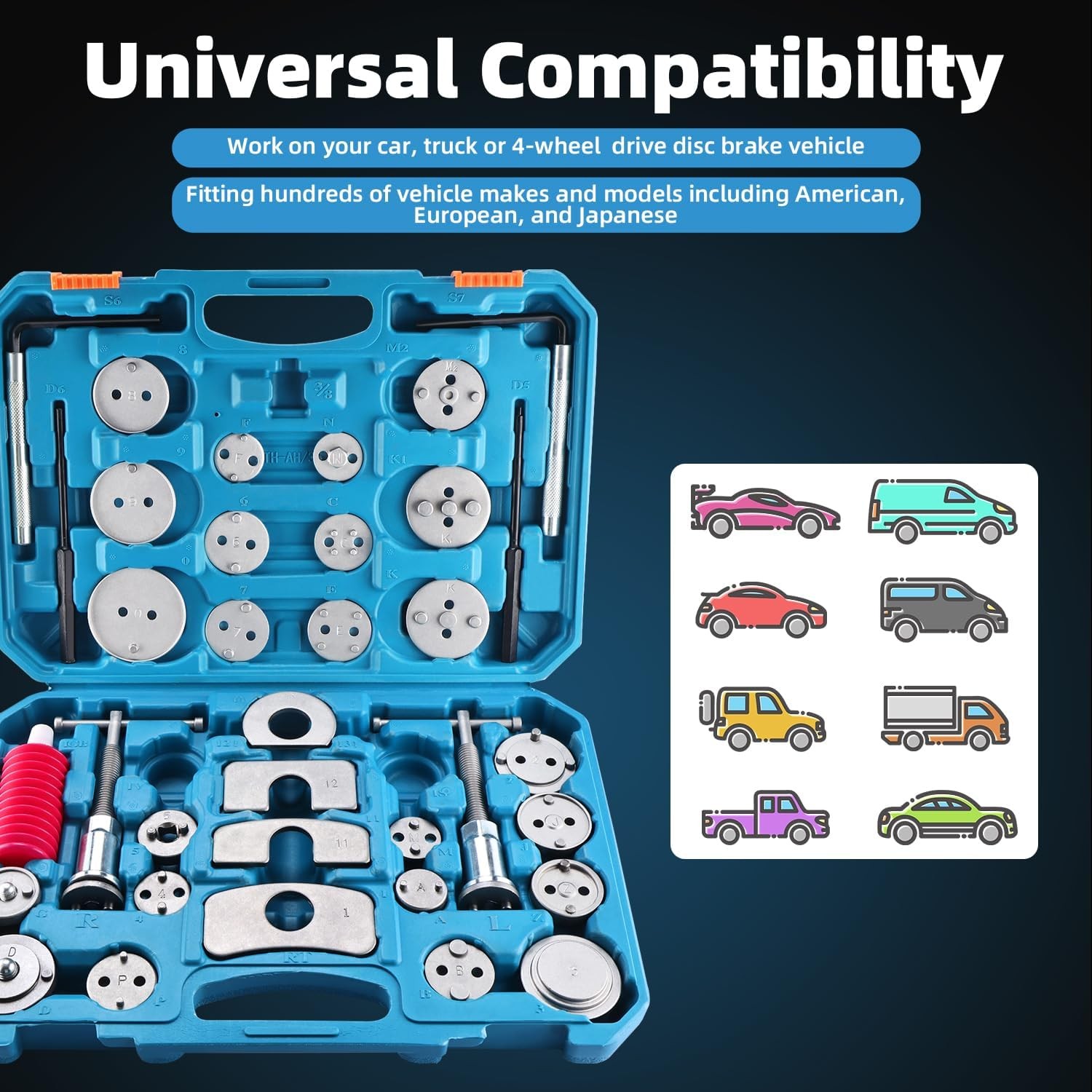 35X Universal Heavy Duty Car Disc Brake Caliper Piston Rewind Wind Back Tool Kit