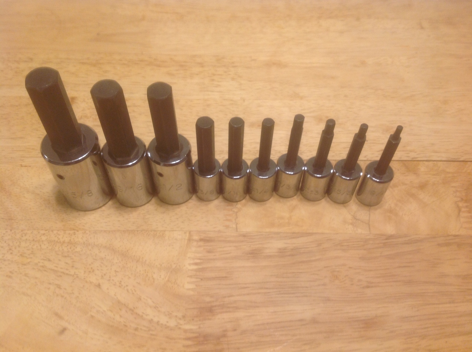 10 Pc. Proto Prof. Tools 1/2″ & 3/8″ Dr. Hex Socket Set 4990-1/8″ to 5441-5/8″