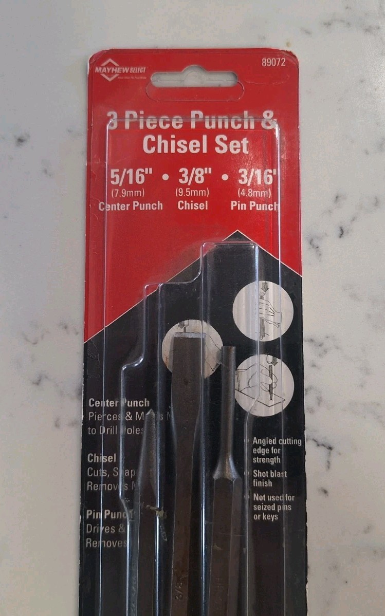 Mayhew 89072 Punch & Chisel Set, Carded, 3-piece