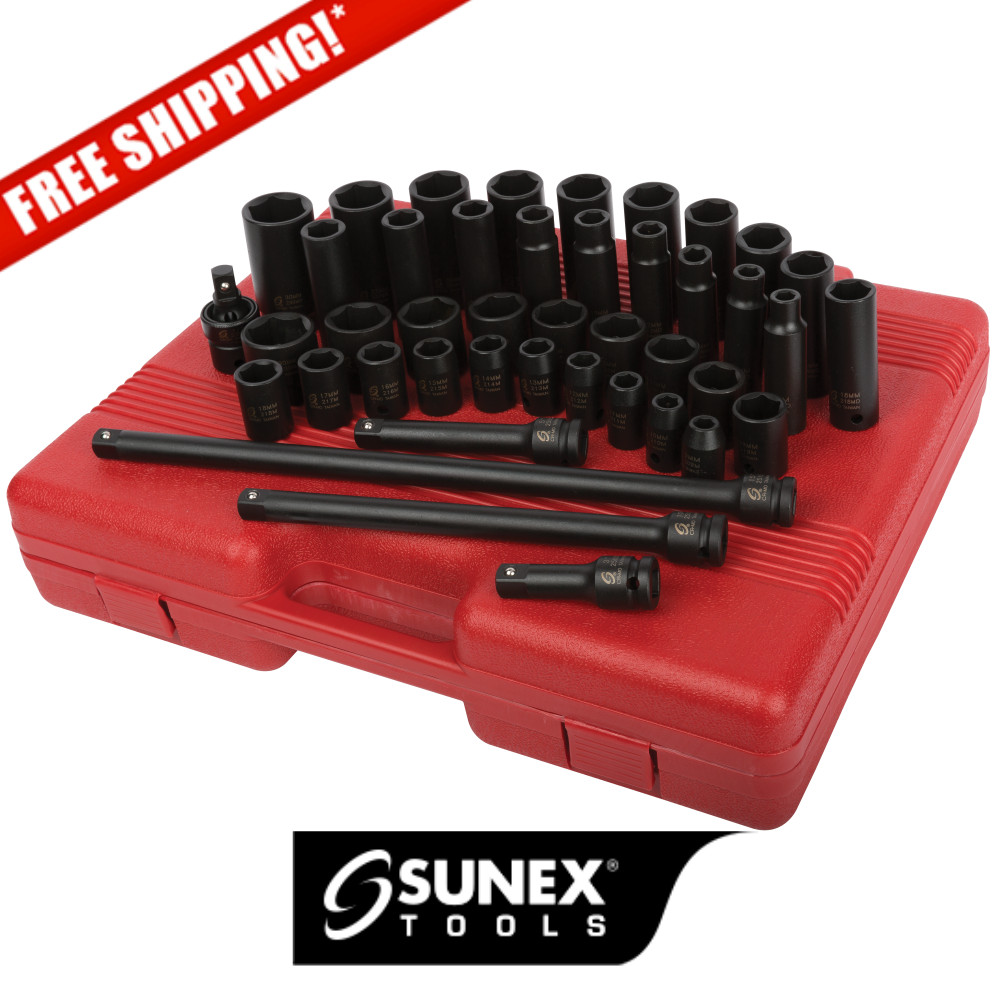 Sunex Tool 2569 43 Pc 1/2″ Dr. Metric Master Impact Socket Set