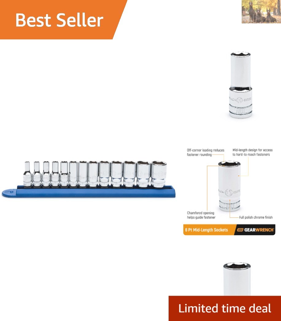 Efficient 13 Pc. 1/4″ Drive Metric Socket Set with Off-Corner Loading Design
