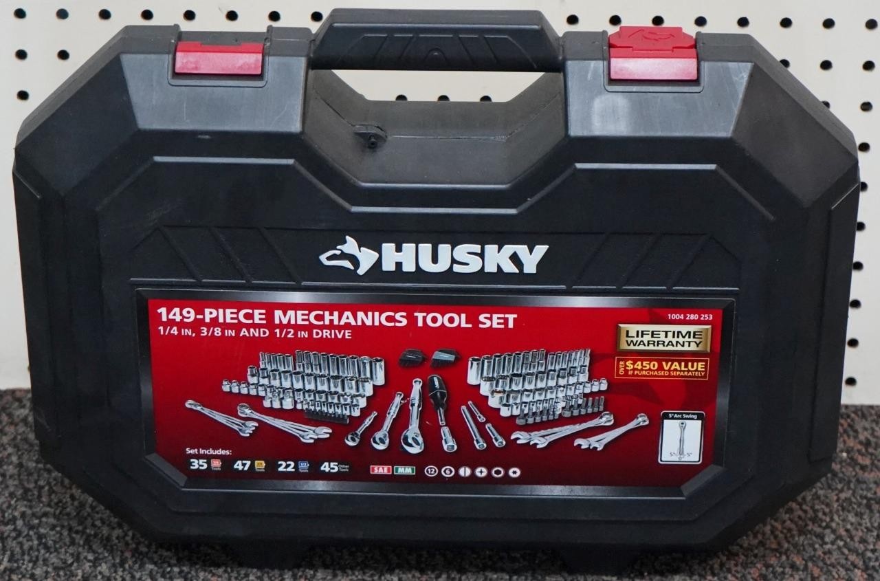 NEW-Husky 1004 280 253 149-Piece 1/4″ 3/8″ 1/2″ Drive Mechanics Tool Set H149MTS