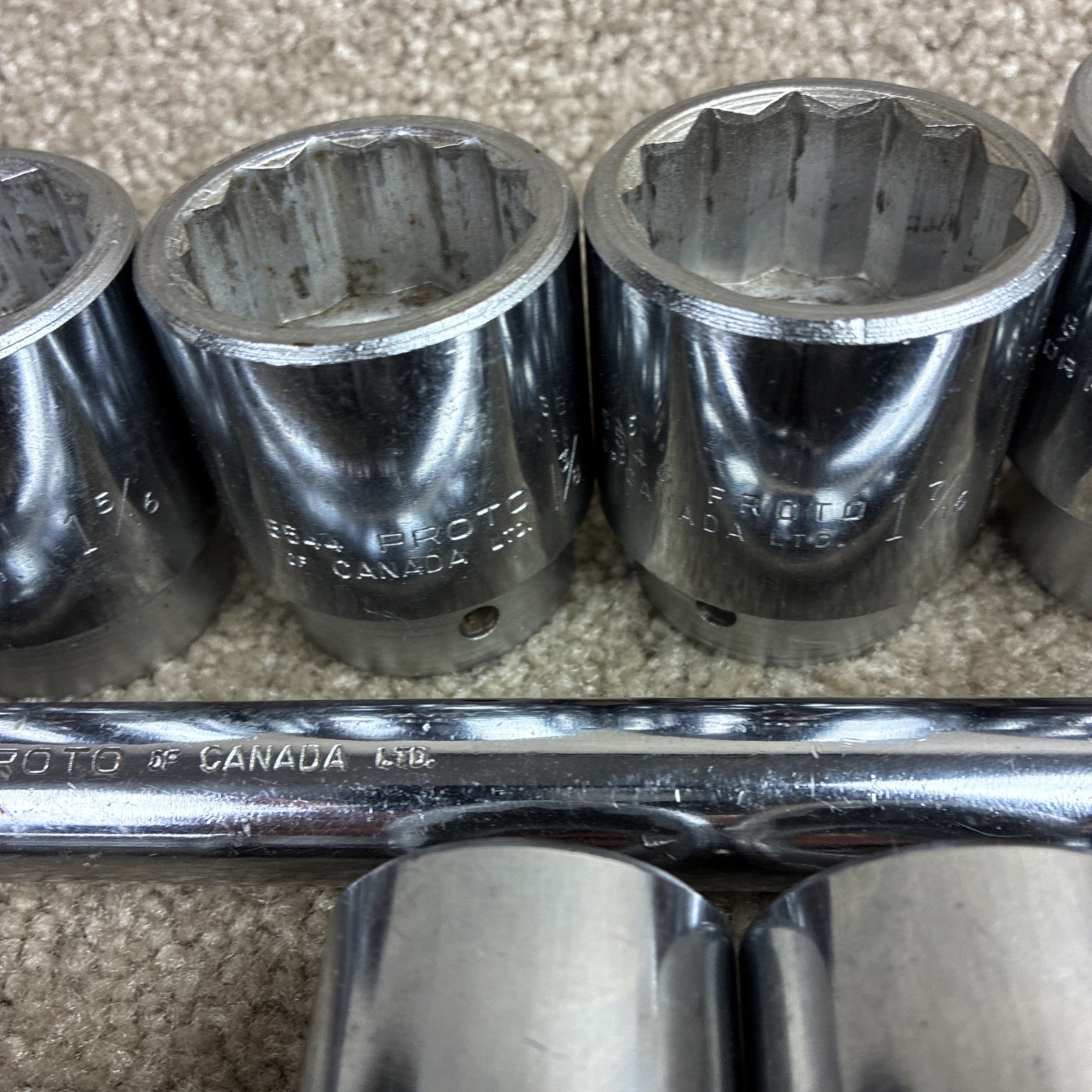 PROTO 3/4 Drive Flex Head Breaker Bar ,11 Sockets ,Craftsman Extension SAE