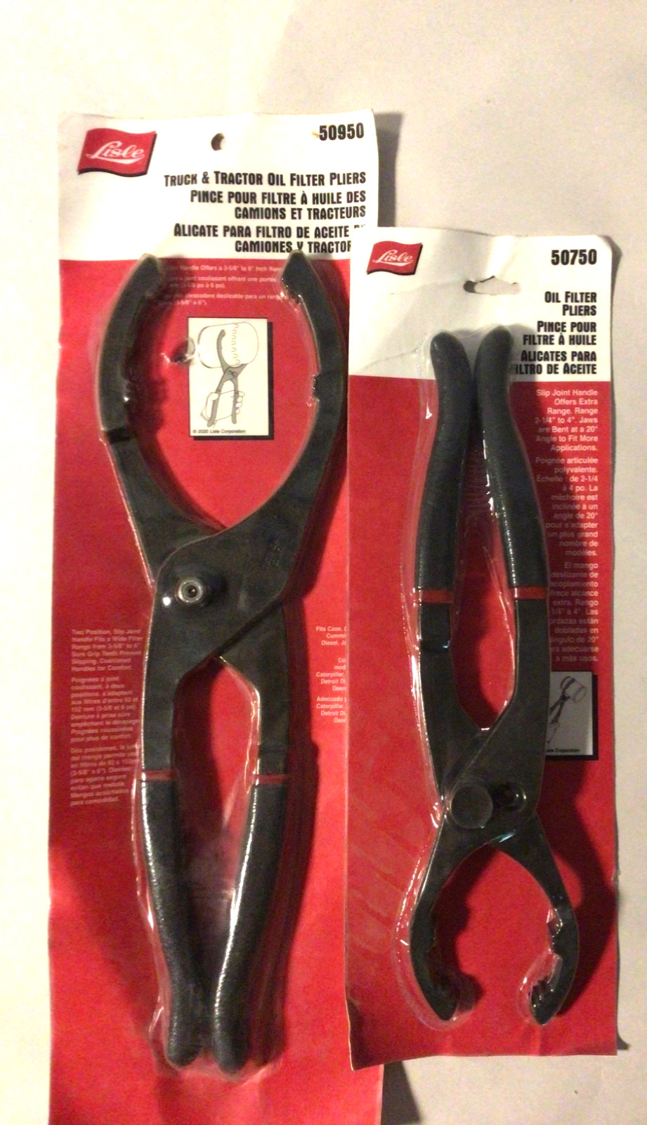 Lisle Tools Oil Filter Pliers Lot of 2 see pictures for sizes