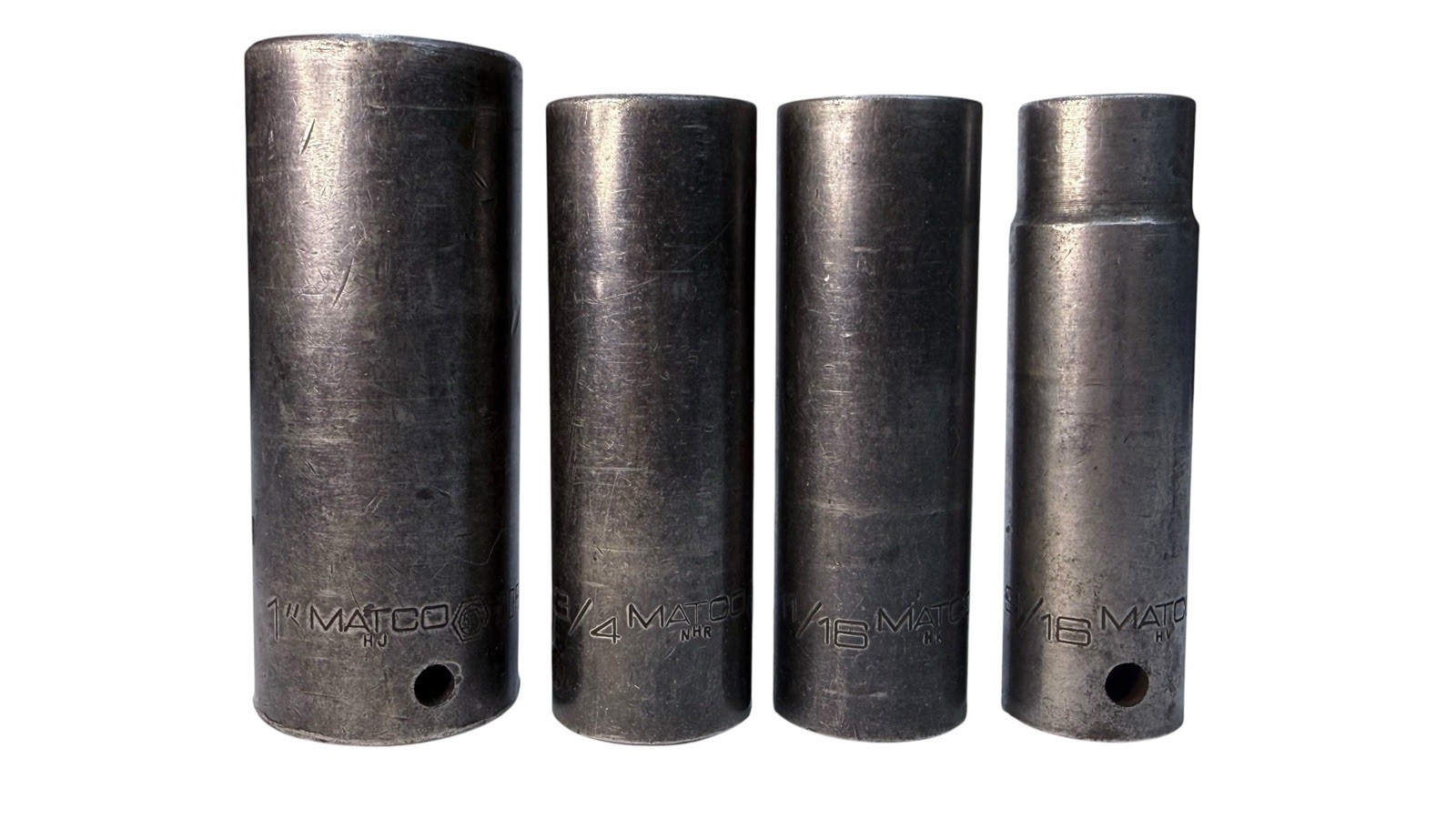 Matco 1/2” Drive Deep Impact Socket Set 6 Point Lot Of 4 1” 3/4” 11/16” 9/16”
