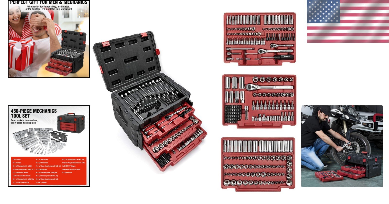 Comprehensive 450-Piece Tool Set with Rust-Resistant Chrome Finish for Repairs