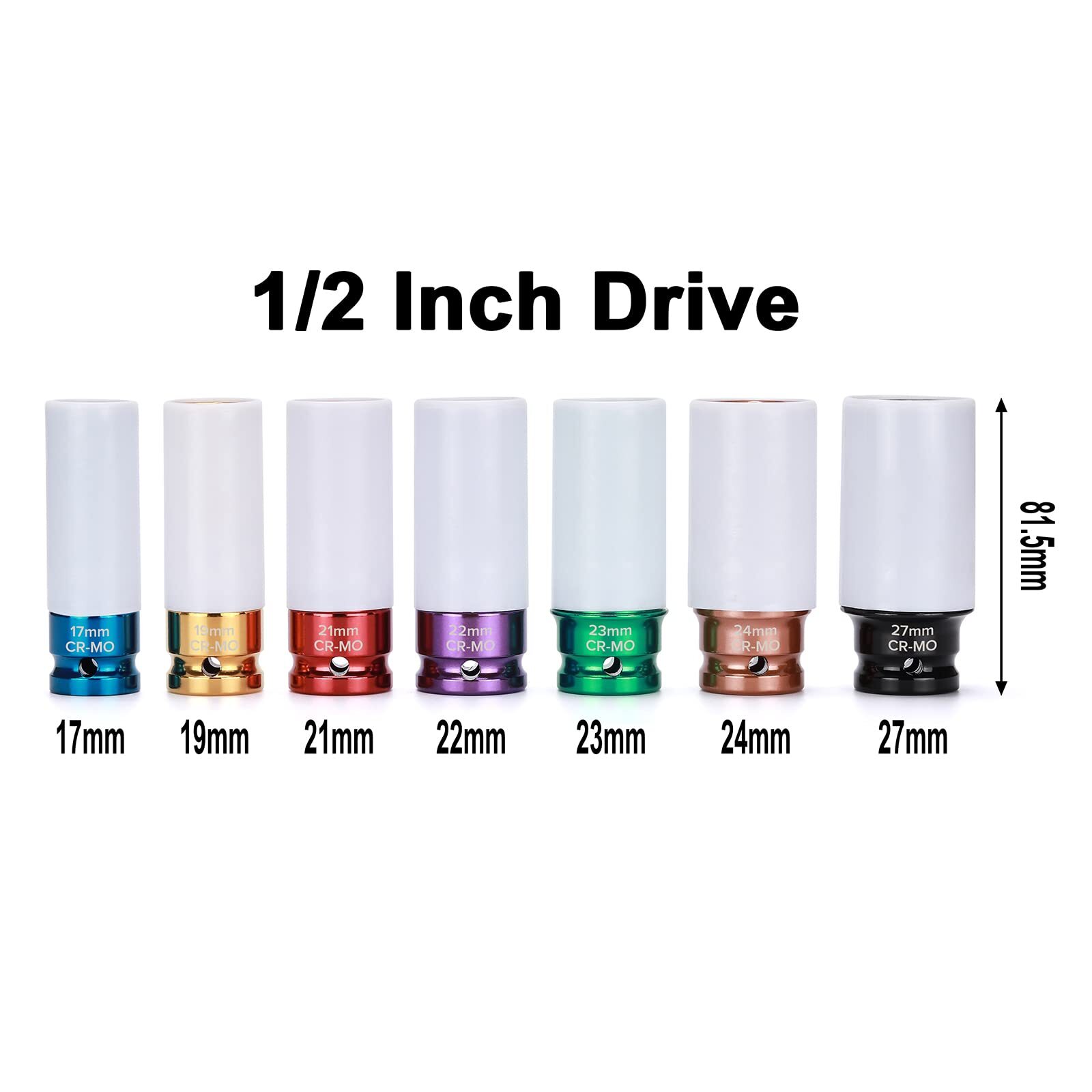 7PCS 1/2 Inch Drive Lug Nut Deep Impact Socket Set,Thin-Walled Wheel Rim USA