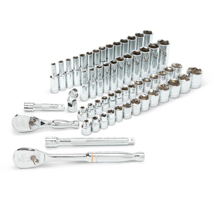 GearWrench 80550 57pc 3/8″ Drive 6pt SAE/Metric Socket Set w/90 Tooth Ratchets