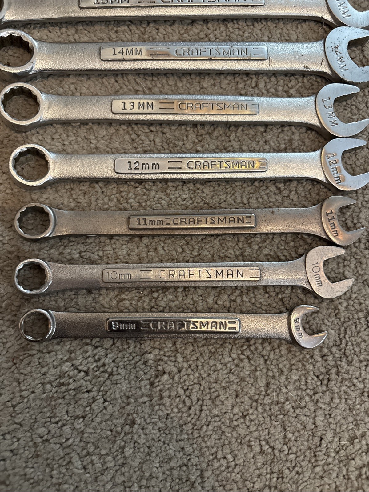 Vintage Craftsman 9pc. Metric Combination Wrench Set 9mm-19mm. NO 18mm Or 16mm