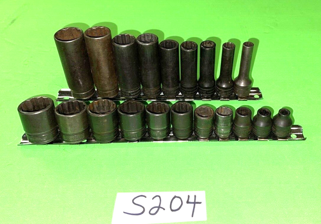 SNAP- ON TOOLS 20 PIECE 3/8 DRIVE SHORT & DEEP SAE. SOCKET SETS 12 POINT