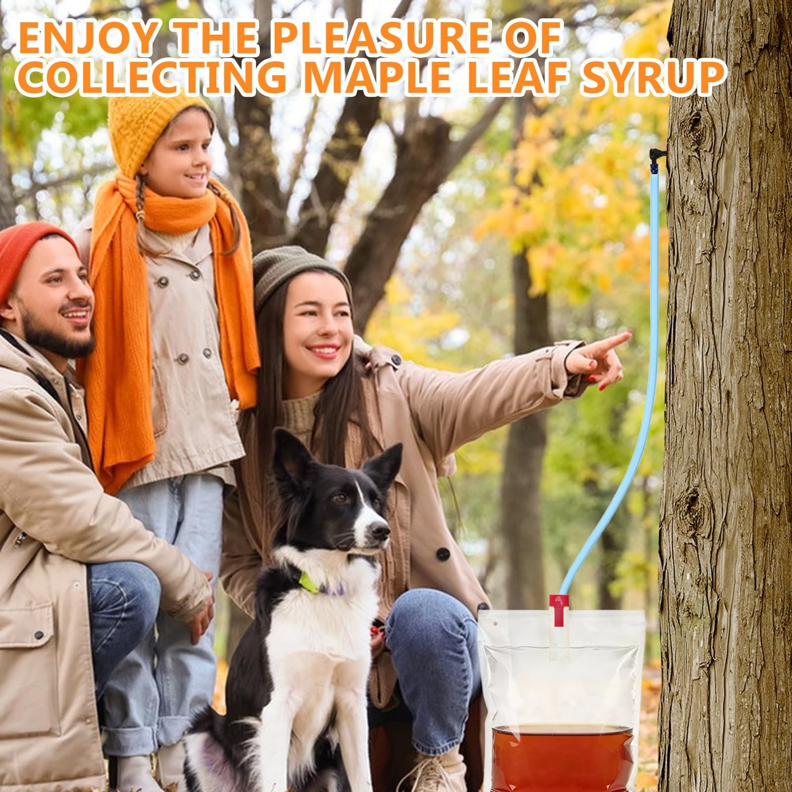 15 Sets Maple Syrup Tree Tapping Kit with Large 8L Collection Bags, 35″ Tubin…
