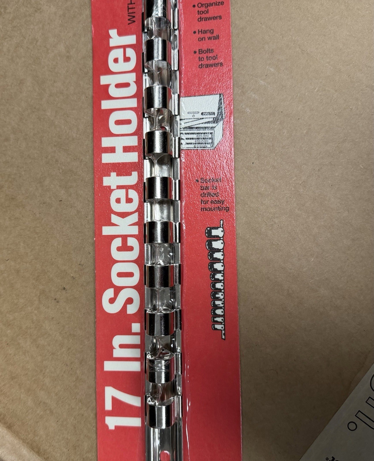 Proto 17″ Socket Holder with 16 Clips 1/2 Drive Made in USA New