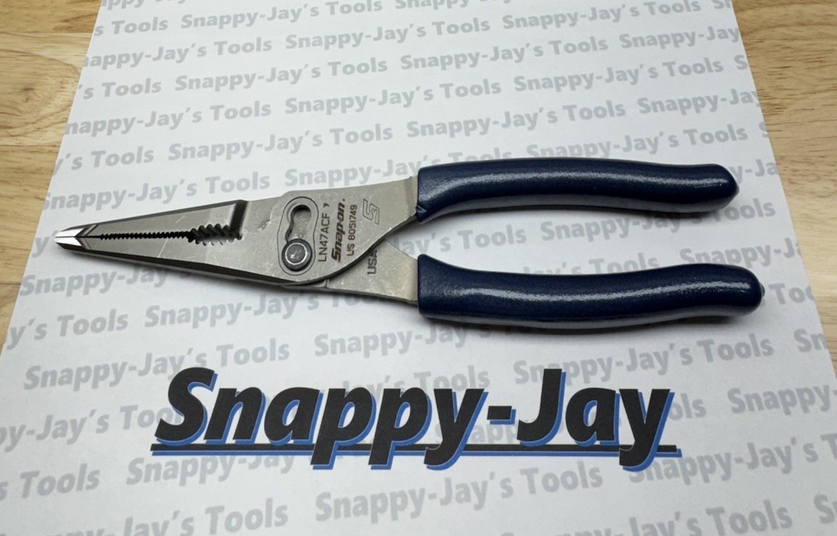 Snap-on Tools USA NEW POWER BLUE Talon Grip Long Nose Slip Joint Pliers LN47ACF
