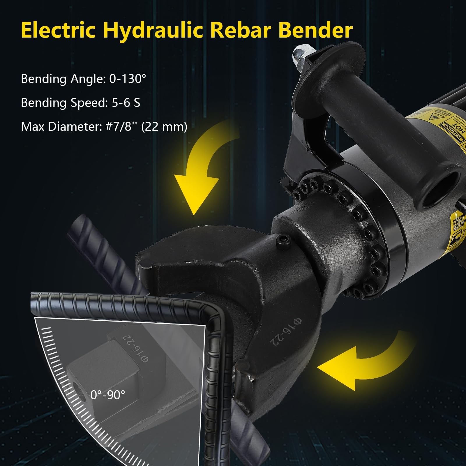 0-130° Electric Rebar Bender 7/8″ (22mm) Hydraulic Portable Rebar Bending 1200W