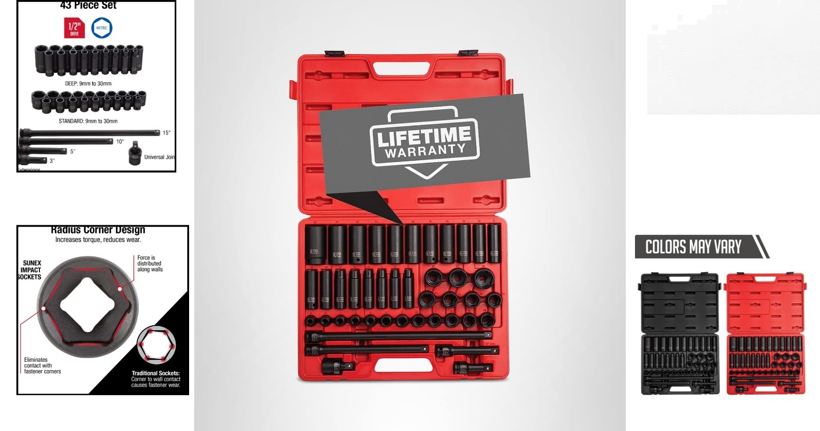Sunex 2569 Master Impact Socket Set – Radius Corner Design & ANSI Certified