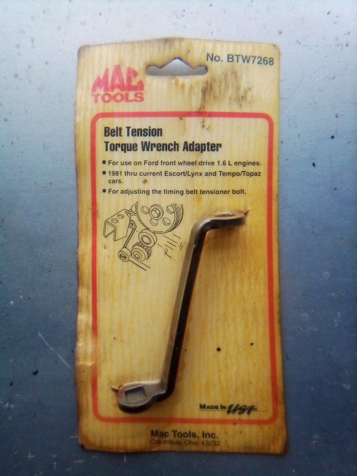 Mac Tools No. BTW 7268 Belt Tension Torque Wrench Adapter Lot 1017