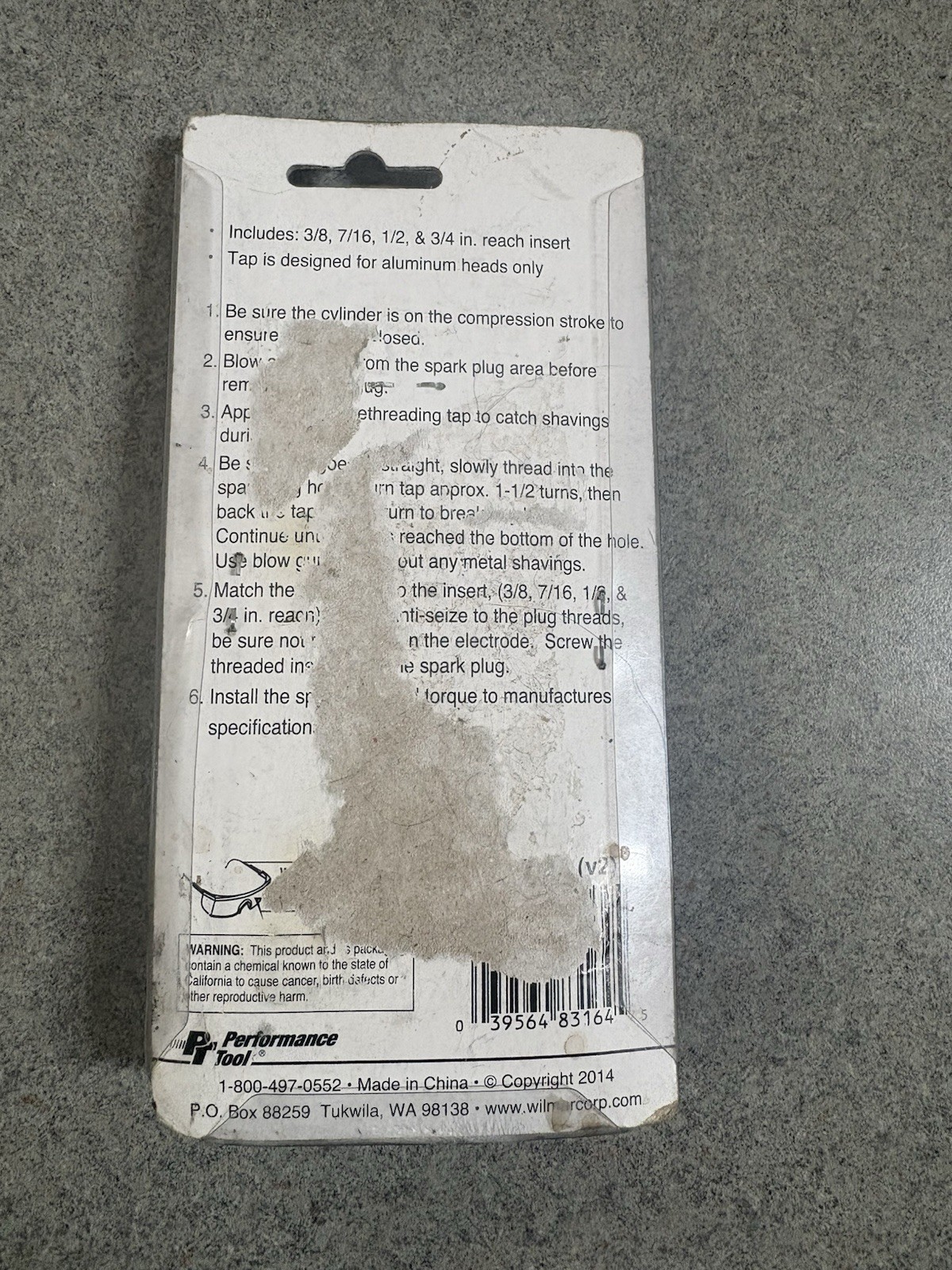 Performance Tool W83164 Thread Repair Kit – see pictures