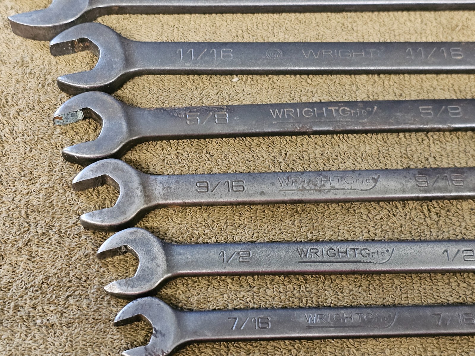 Wright Grip Combination Wrench Set Sae 1″ 7/8 5/8 9/16 1/2 3/8″ 31132 Black Tool