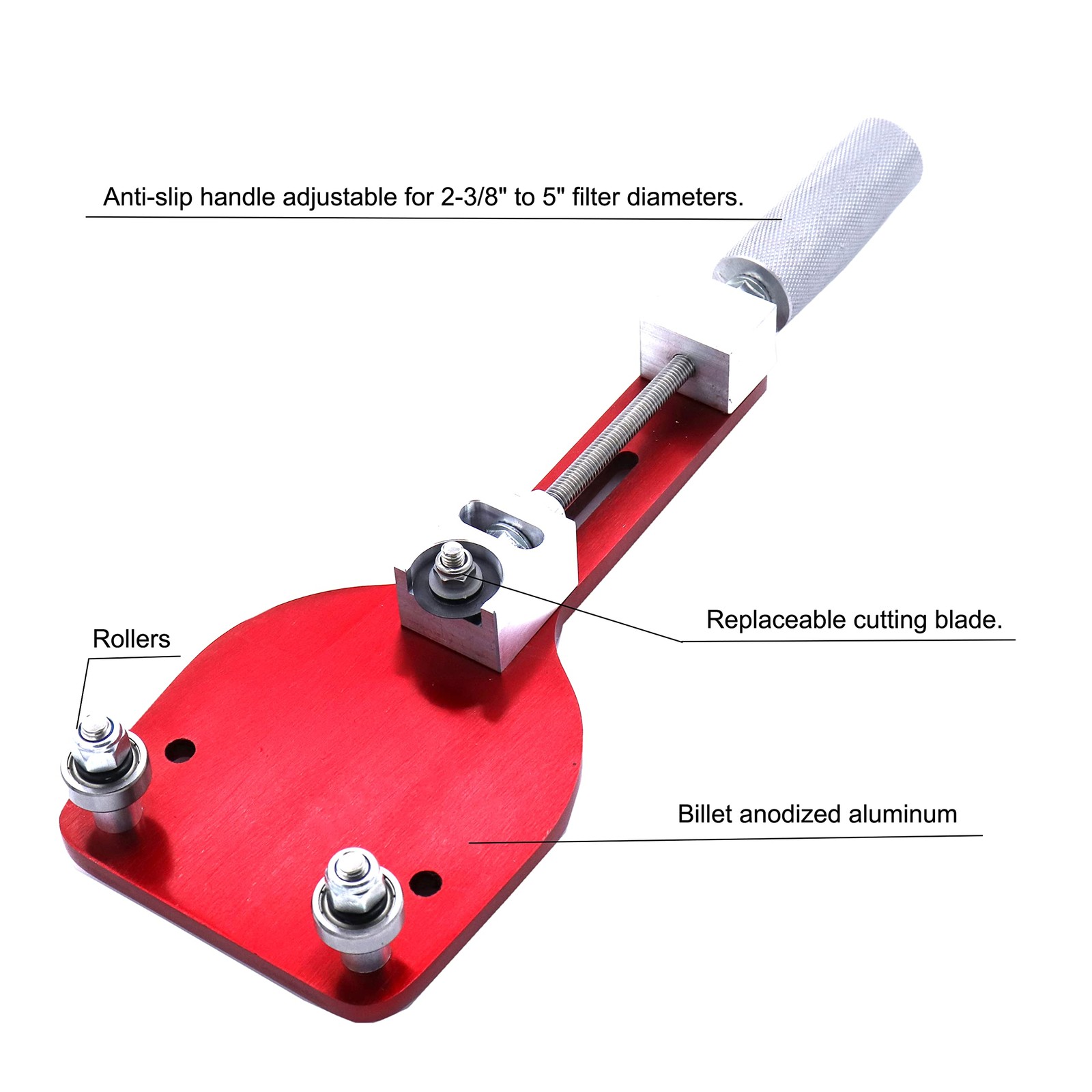 MOCW 77750 Oil Filter Cutter Billet Aluminum Universal Red