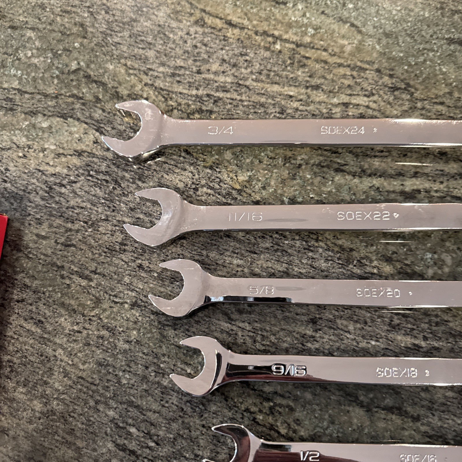 snap on soex707 7 pc 12 point sae flank drive plus combination wrench set new