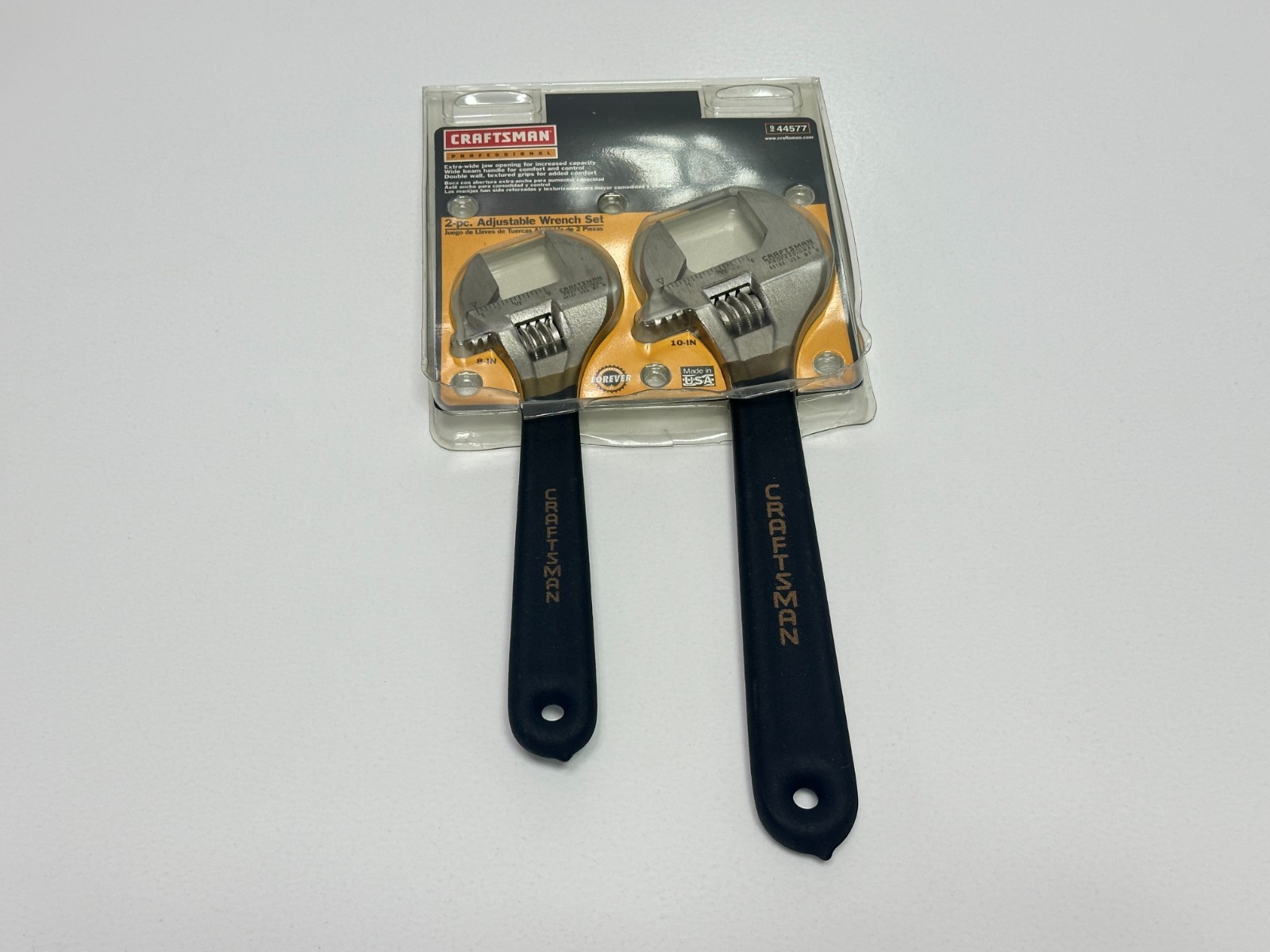 NOS Craftsman Professional USA 2pc Rare GOLD Adjustable Wrench Set, Model 44577