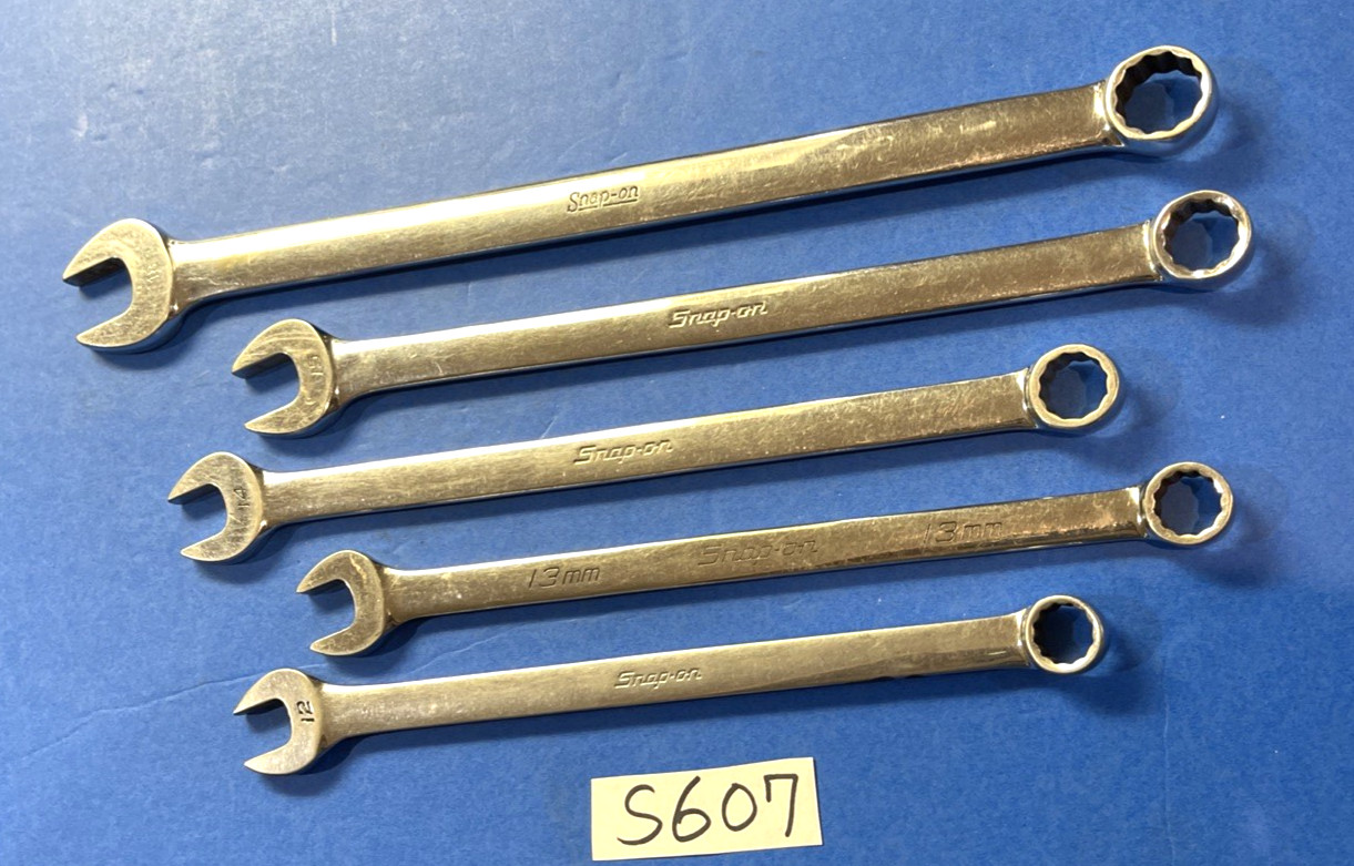SNAP-ON TOOLS 5 PIECE METRIC EXTRA LONG COMBINATION WRENCHES 12mm 13, 14, 15, 18