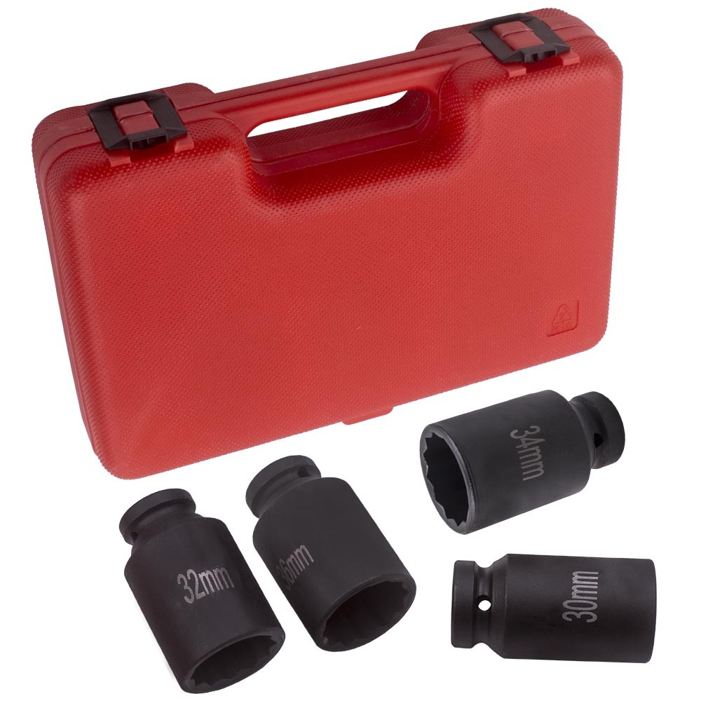 4X 1/2″ Drive Spindle Axle Nut Socket Set 30mm 32mm 34mm 36mm 12 Point