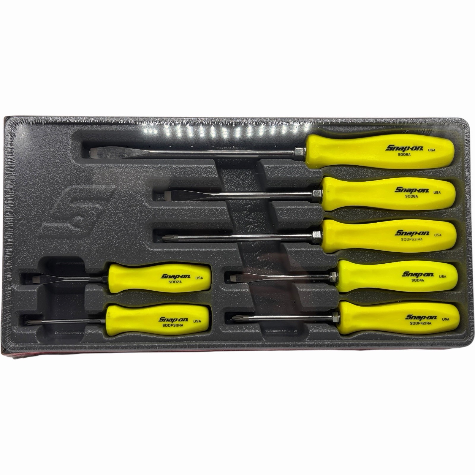 Snap On Tools High Vis Yellow Hard Handle Combination Screwdriver Set SDDX70AHV