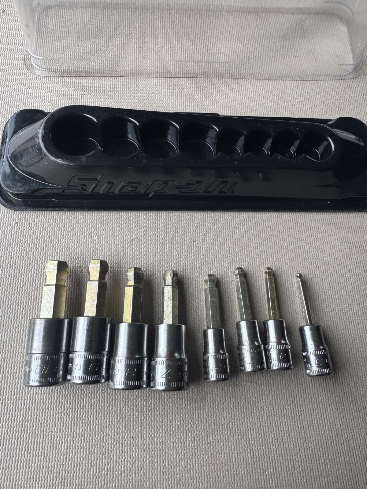 Snap-On Tools 8pc 1/4″ 3/8″ Drive METRIC Ball Hex Bit Socket Set 208EFTABMY 3-10