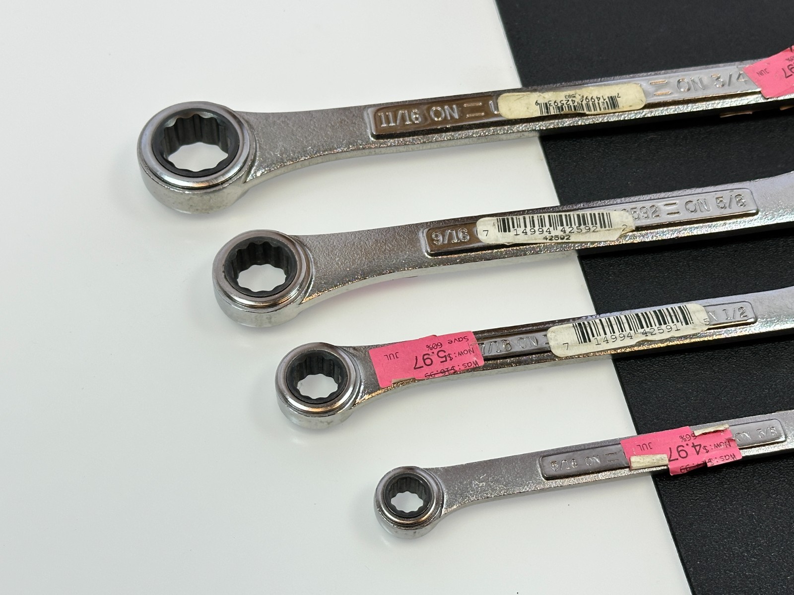 NOS Craftsman USA 42446 SAE 5/16″-3/4″ Ratcheting Double Box Wrench Set (Rare)