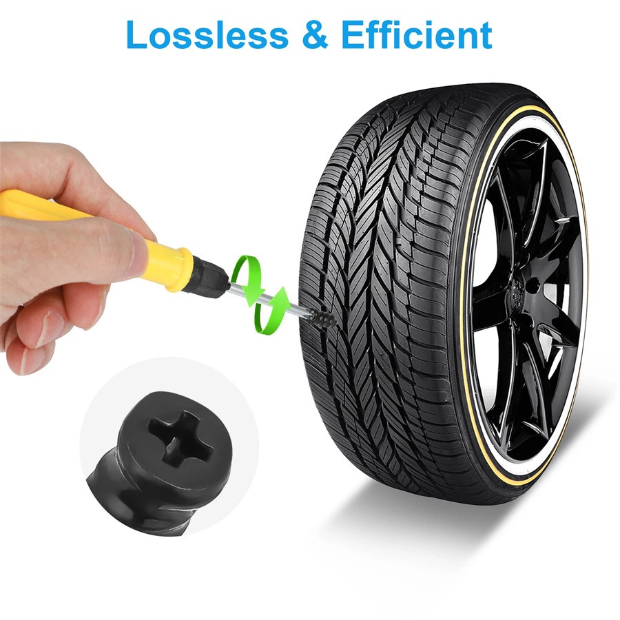 100-300x Tire Repair Rubber Nails Tyre Puncture Repair Screws Kit w/ Screwdriver