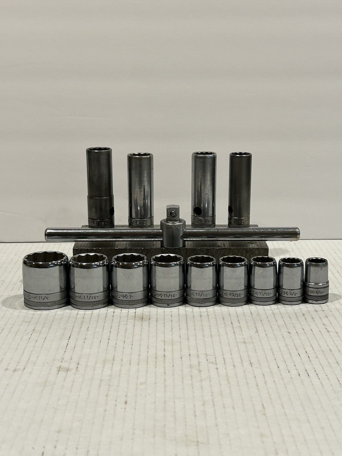 Vintage S-K SK Tools Socket Set W/Breaker Bar 9/16 ~ 1-1/4 SAE USA 1/2” Drive