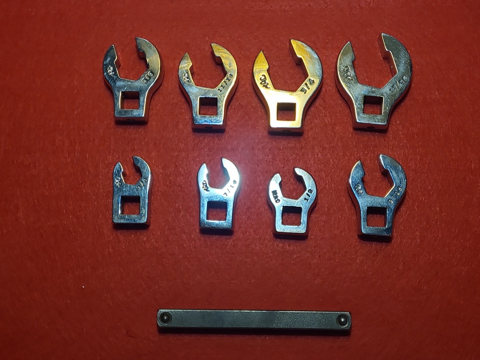 Mac 8pc 3/8 Drive SAE Crow Foot Flare Nut Wrenches Set 3/8-13/16 With Holder