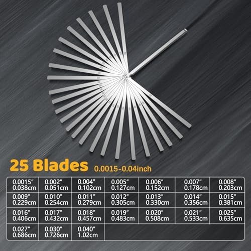 25 Blades Stainless Steel Feeler Gauge Tool – Metric & Imperial Gap Measurement