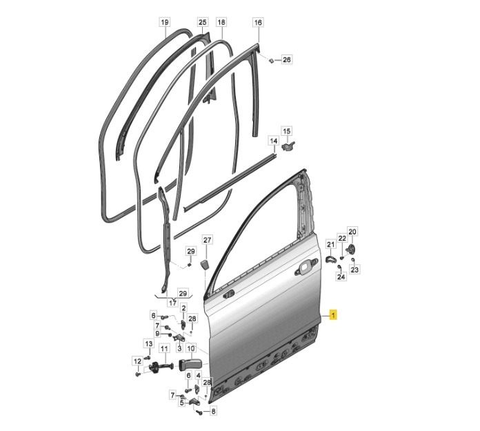 2017-2020 Bentley Bentayga Door Seal Inner 36A 833 721 B