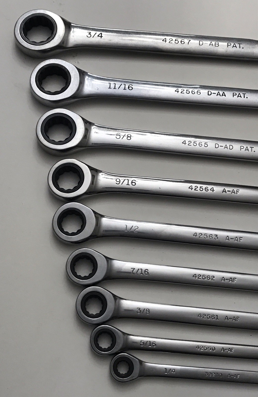 Craftsman Combination Ratchet End Long Wrench Set SAE 3/4″- 1/4” 45660-67, 39230