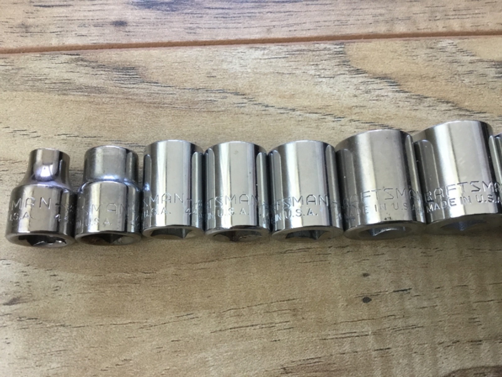 9 Pc CRAFTSMAN 3/8 Drive -G- SAE 12pt Sockets 1/4” – 13/16” Shallow USA