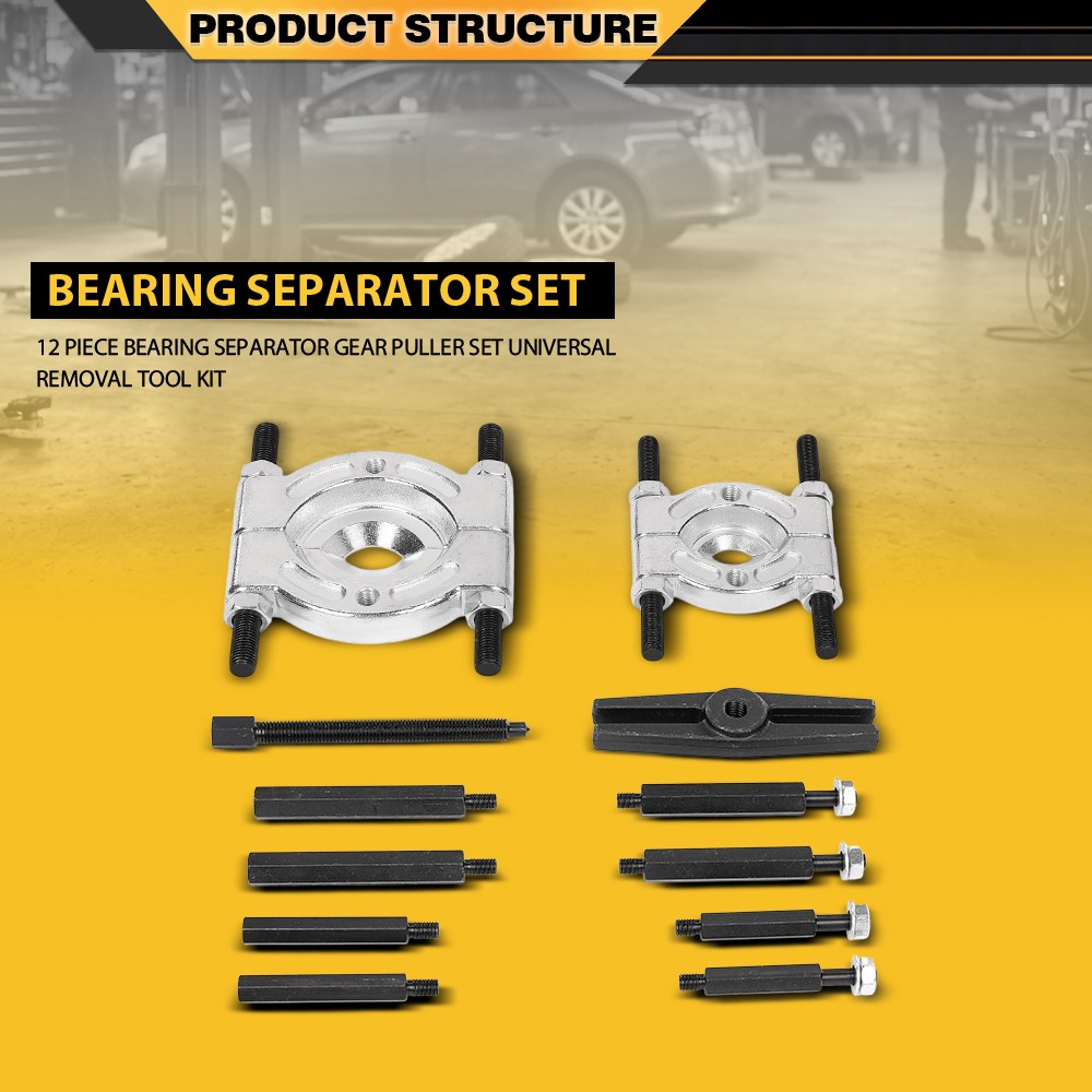 12PCS Bearing Separator Kit 5 Ton Gear Hub Puller Fly Wheel Removal Tool