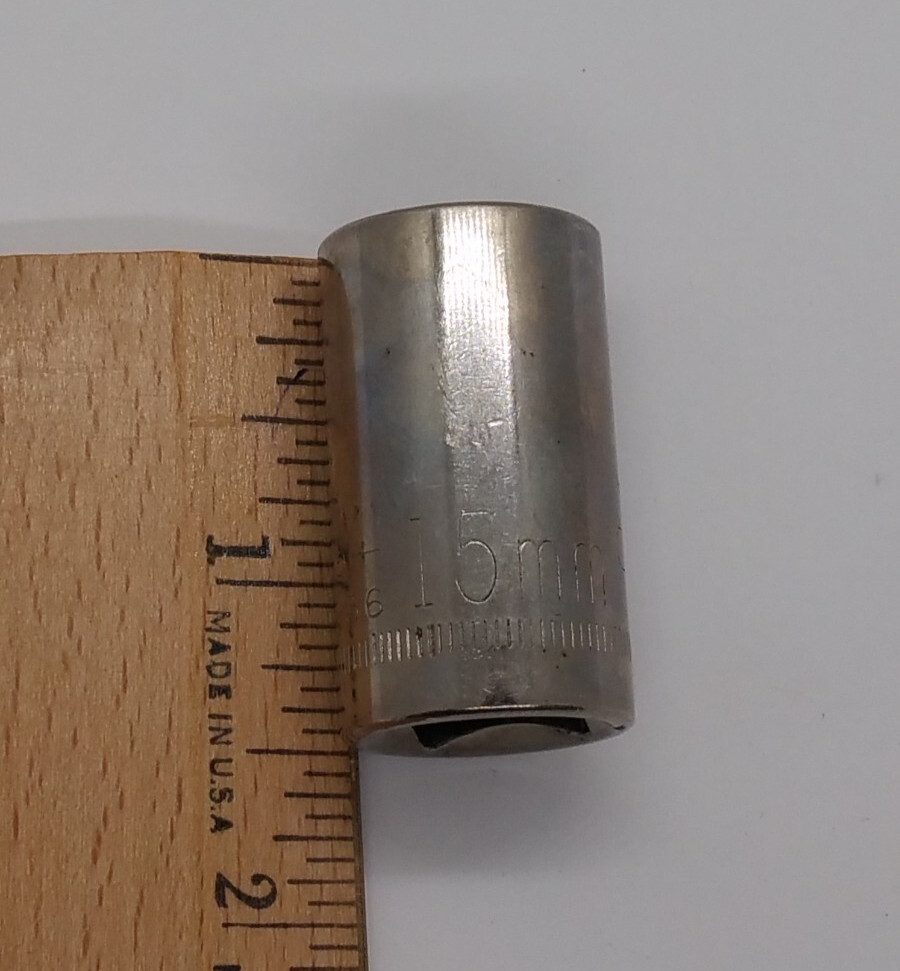 Craftsman Vintage 1/2″ Dr 15MM 12 Point Shallow Socket Inverted G 44236 USA