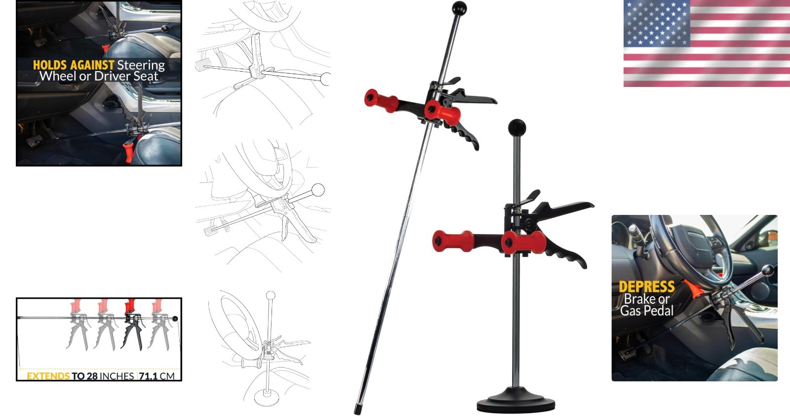Upgraded Steering Wheel Holder and Brake Pedal Depressor Kit for DIY Maintenance