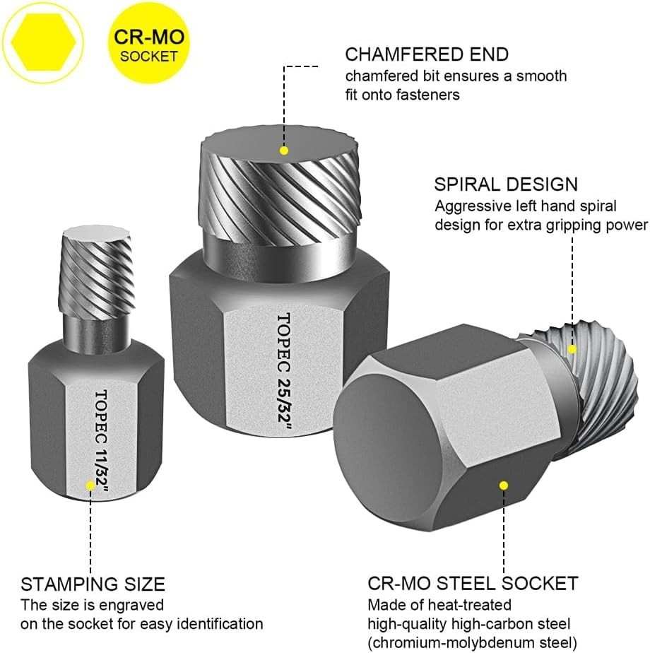 Precision Machined Screw Extractor Set | 25 Pieces