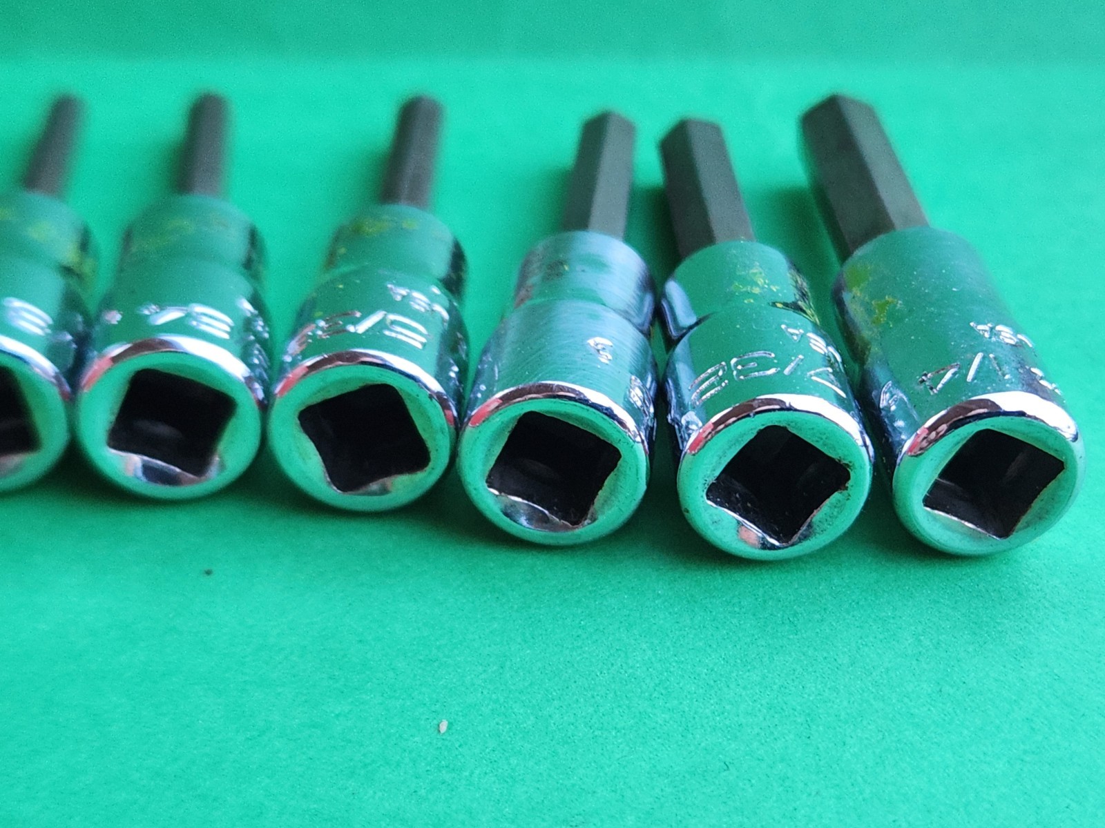 Snap On 10 pc 1/4″ Dr. SAE Hex Driver Bit Socket Set 1/16″-1/4″