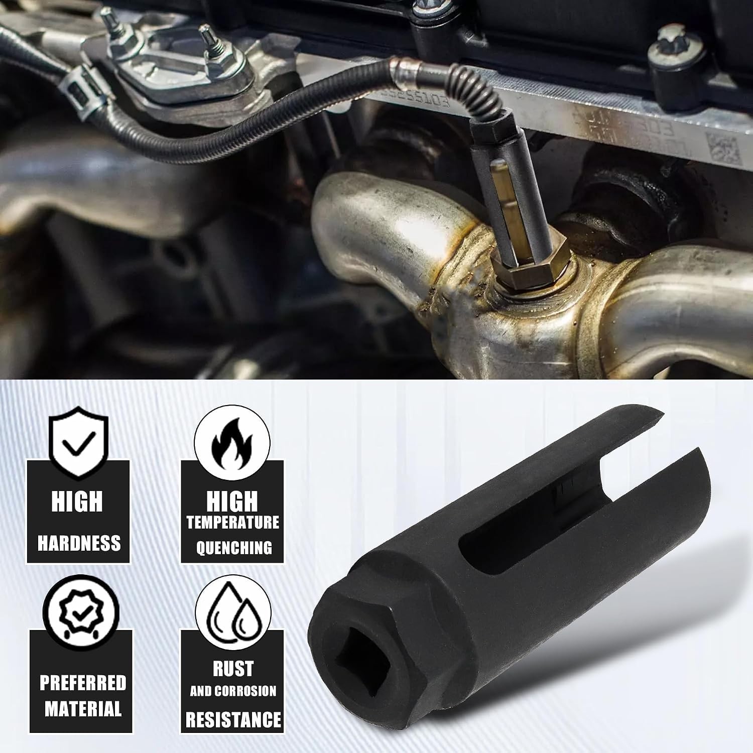 Oxygen Sensor Socket with Side Wire Cutout 3/8-Inch Drive by 7/8 22mm 02 Socket