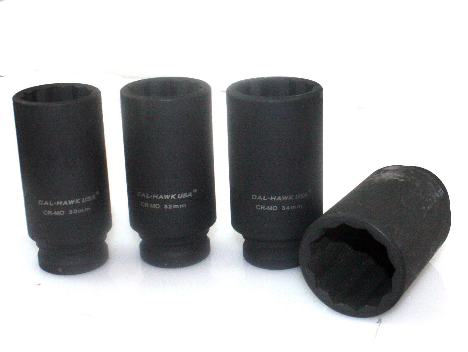 4pc 1/2″ Dr Deep Spindle Axle Nut Socket Set 12 POINT METRIC 30mm 32mm 34mm 36mm