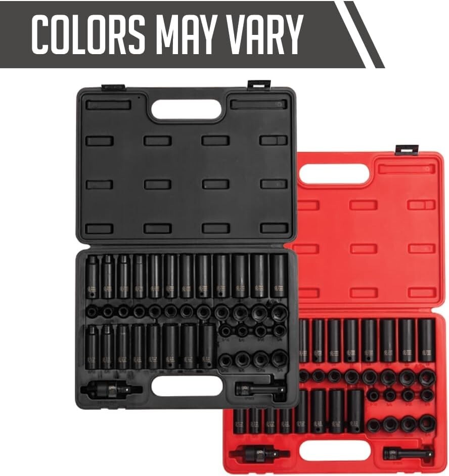 Durable 42-Piece Impact Socket Collection – SAE & Metric Sizes, ANSI Certified