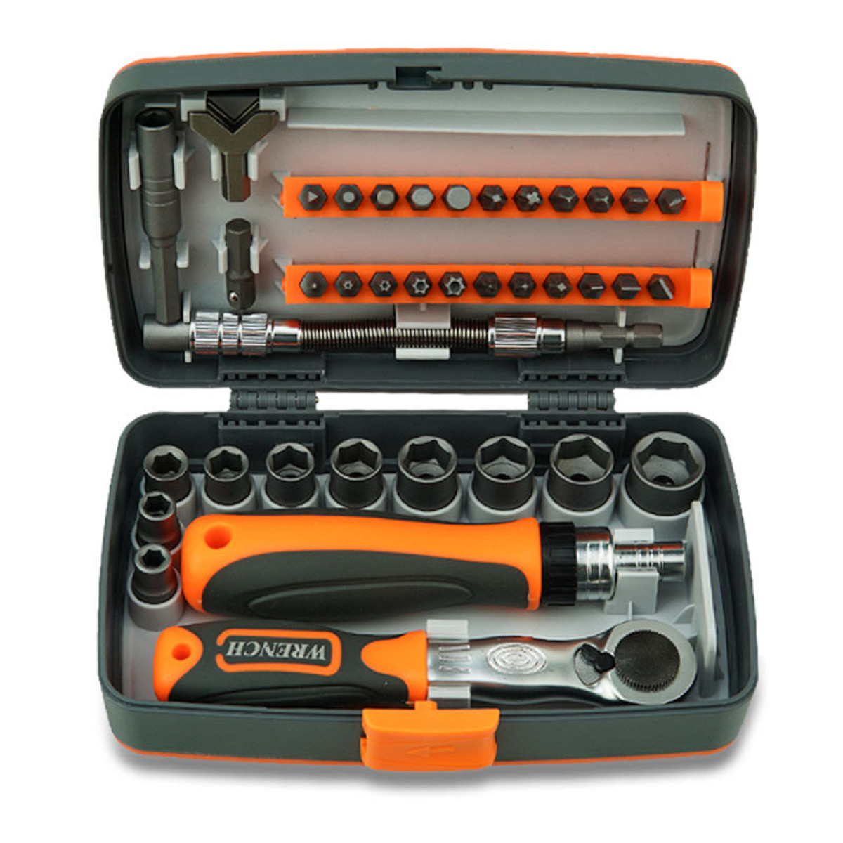 Professional 38 PCS Ratchet Spanner Socket Wrench Set 1/2″ 1/4″ 3/8″ Tool Kit