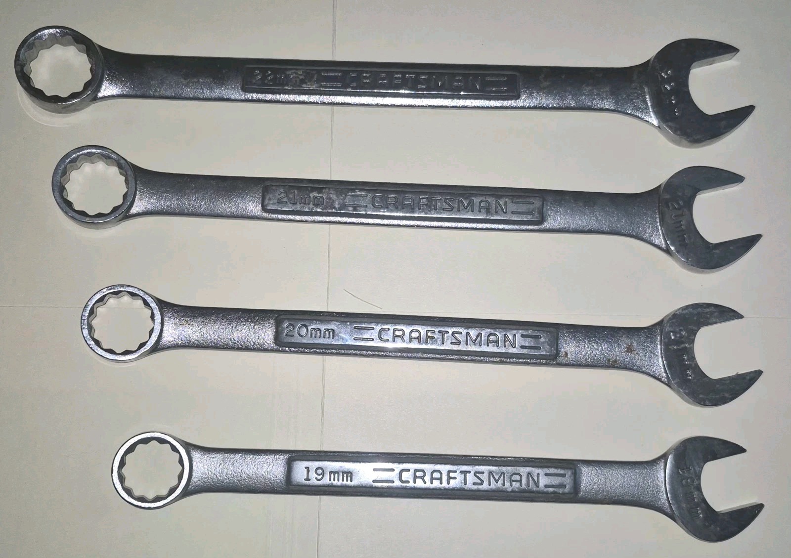 4 Pcs Vnt Craftman USA VA 19MM-20MM 21MM & 22MM 12 point Combination Wrench Lot