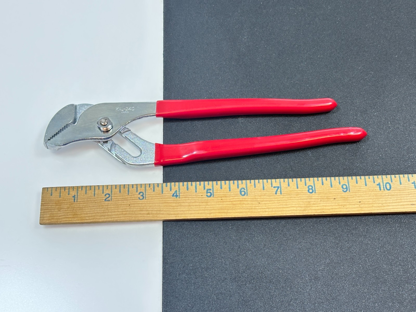 KAL Tools Japan KAL-240 Slip Joint Tongue & Groove Pliers 10″ Long Red Grip, NOS